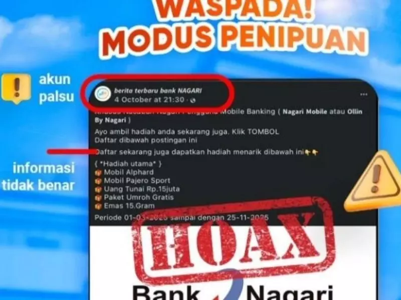Bank Nagari Bergerak Cepat, Sebut Akun Undian Ollin Berhadiah Palsu Bank Nagari Bergerak Cepat, Sebut Akun Undian Ollin Berhadiah Palsu